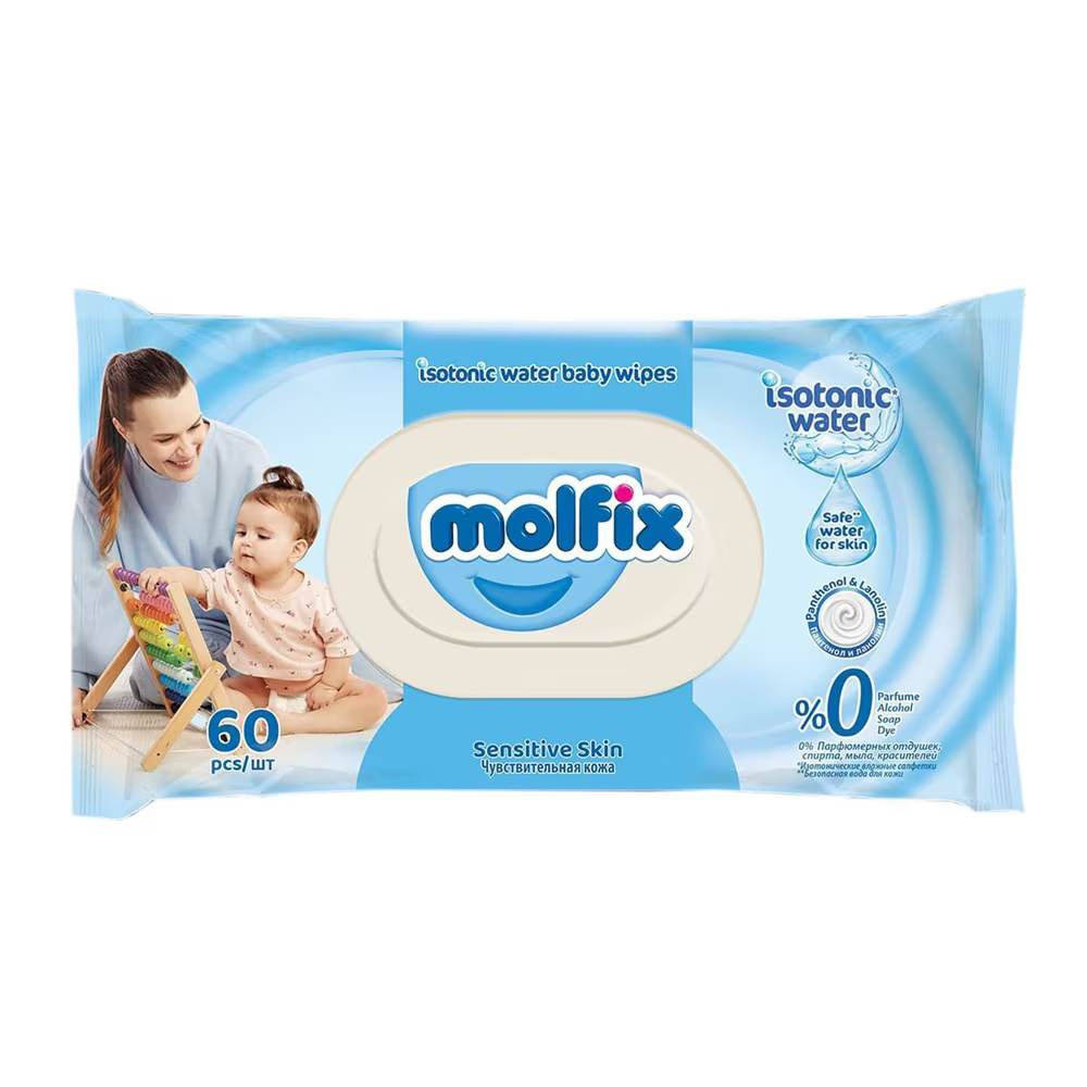 Picture of Molfix Isotonic Water Baby Wipes 60pcs